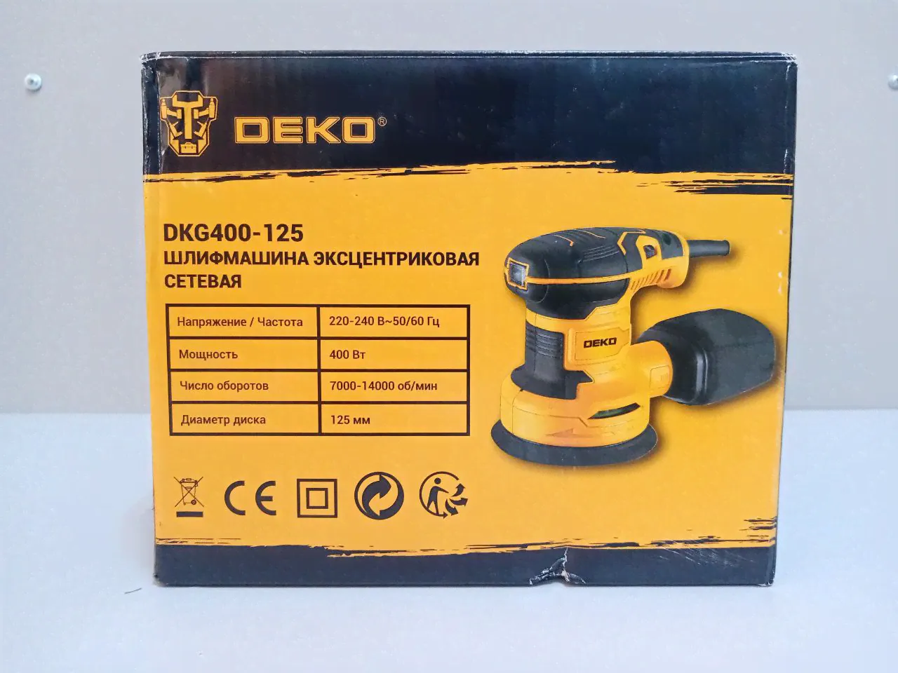 Шлифмашина эксцентриковая сетевая DEKO DKG400-125063-2203 063-2203