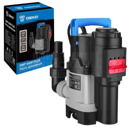 Насос дренажный DEKO DWP-600P PLUS (грязевая, 2 режима, 220В, 600Вт, пластик) 076-0540-1